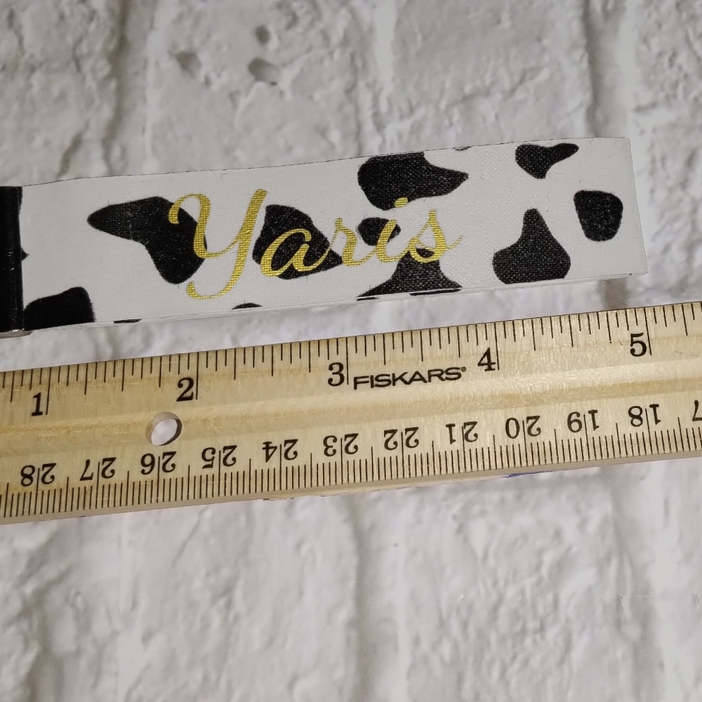 Customizable Cow Print Faux Leather Keychain - Picture 3 of 3